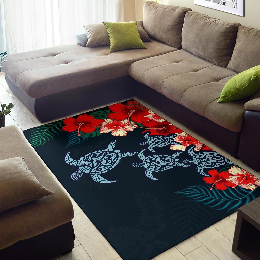 Hibiscus And Turtle Skillful Area Rug AH - Polynesian Pride