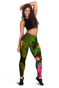 Federated States of Micronesia Polynesian Leggings - Hibiscus and Banana Leaves - Polynesian Pride