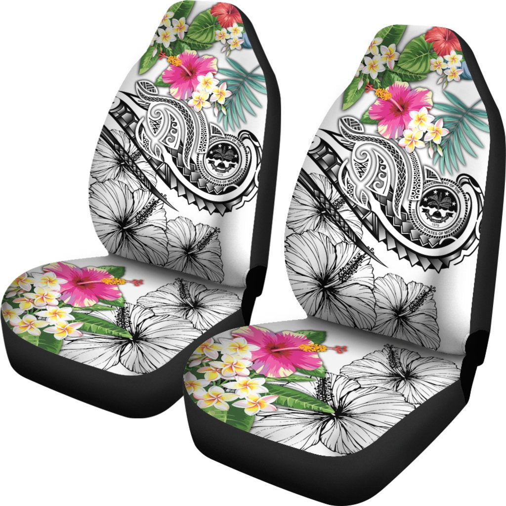FSM Polynesian Car Seat Covers - Summer Plumeria (White) - Polynesian Pride