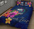 Samoa Polynesian Custom Personalised Quilt Bed Set - Floral With Seal Blue - Polynesian Pride