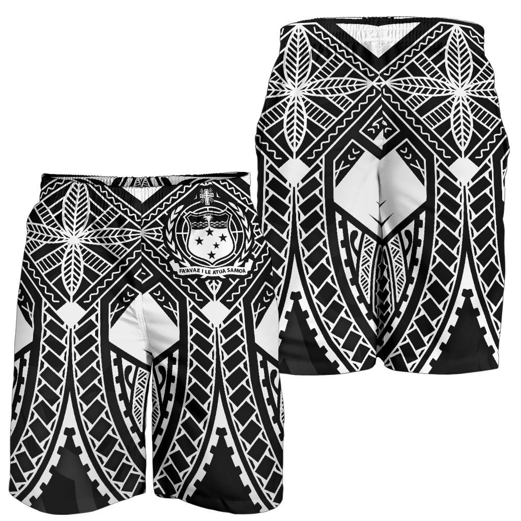 Samoa Polynesian Men's Shorts - Samoa White Seal with Polynesian Tattoo - Polynesian Pride