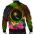 Chuuk Polynesian Men's Bomber Jacket - Hibiscus and Banana Leaves - Polynesian Pride