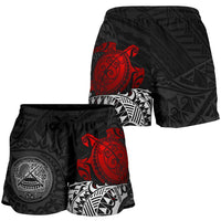 American Samoa Polynesian Shorts (Women) - Polynesian Turtle (Red) - Polynesian Pride