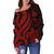 New Caledonia Women's Off Shoulder Sweater - Red Tentacle Turtle - Polynesian Pride