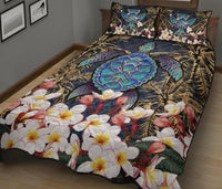 Kanaka Maoli (Hawaiian) Quilt Bed Set - Polynesian Turtle Plumeria Coconut Tree Gold - Polynesian Pride
