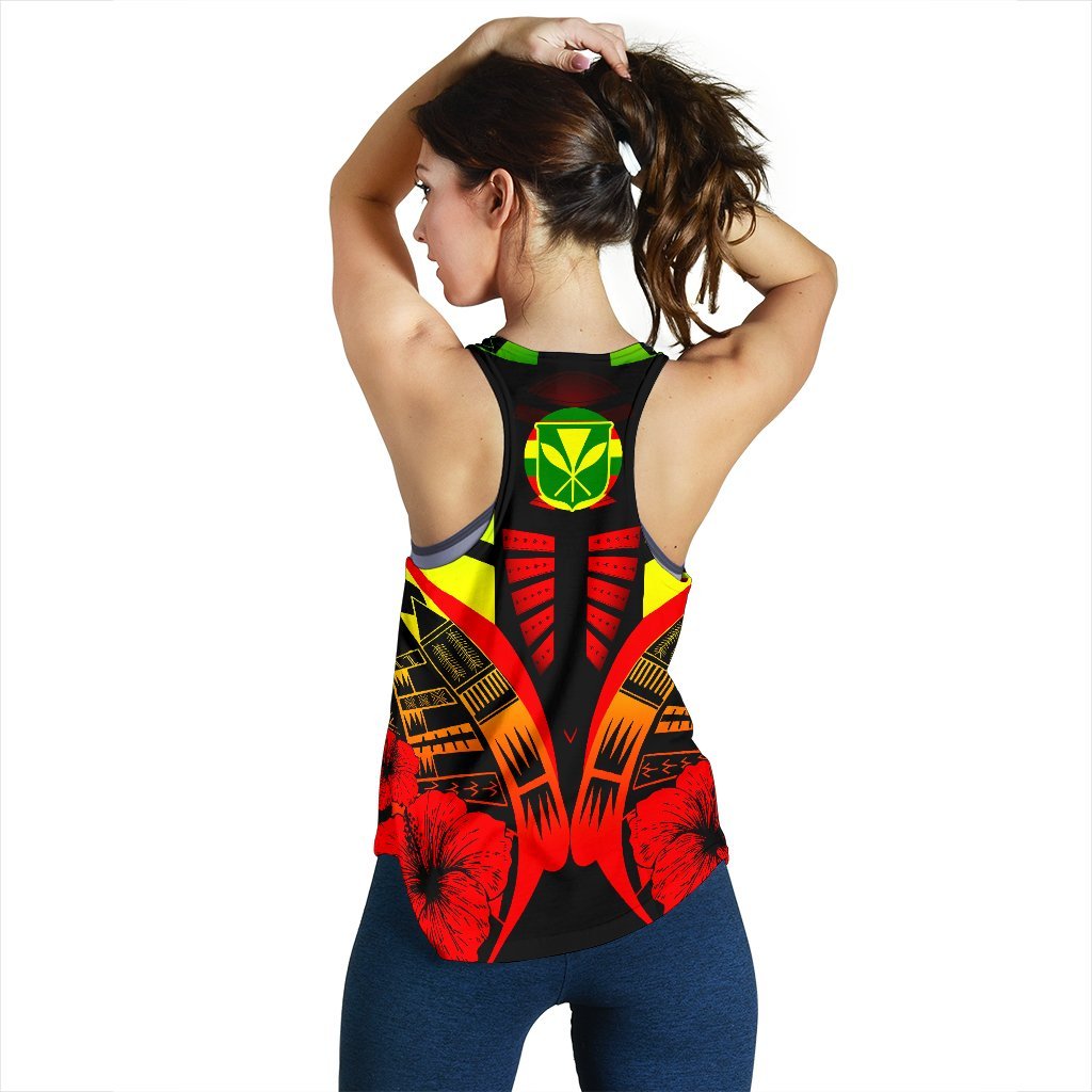 Hawaii Kanaka Maoli Tattoo Women Racerback Tank Hibiscus K9 - Polynesian Pride