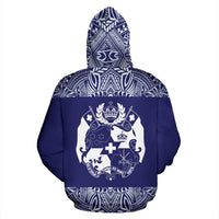 Tonga All Over Hoodie Polyesian Purple and White - Polynesian Pride