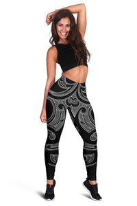 Hawaii Tribal Polynesian Women's Leggings - Grey - Juno Style - AH - Polynesian Pride
