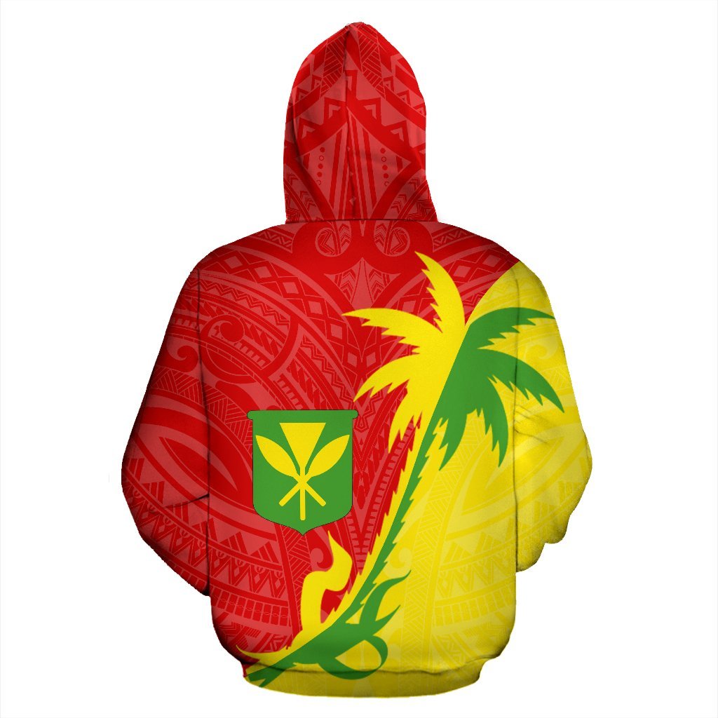 Hawaii Zip up Hoodie Hawaii Kanaka Maoli Flag Coconut Tree - Polynesian Pride