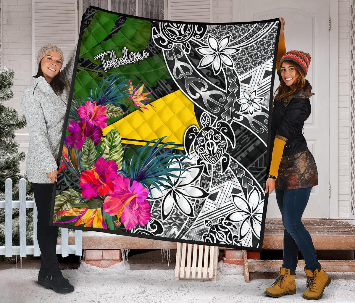 Tokelau Premium Quilt - Turtle Plumeria Banana Leaf - Polynesian Pride