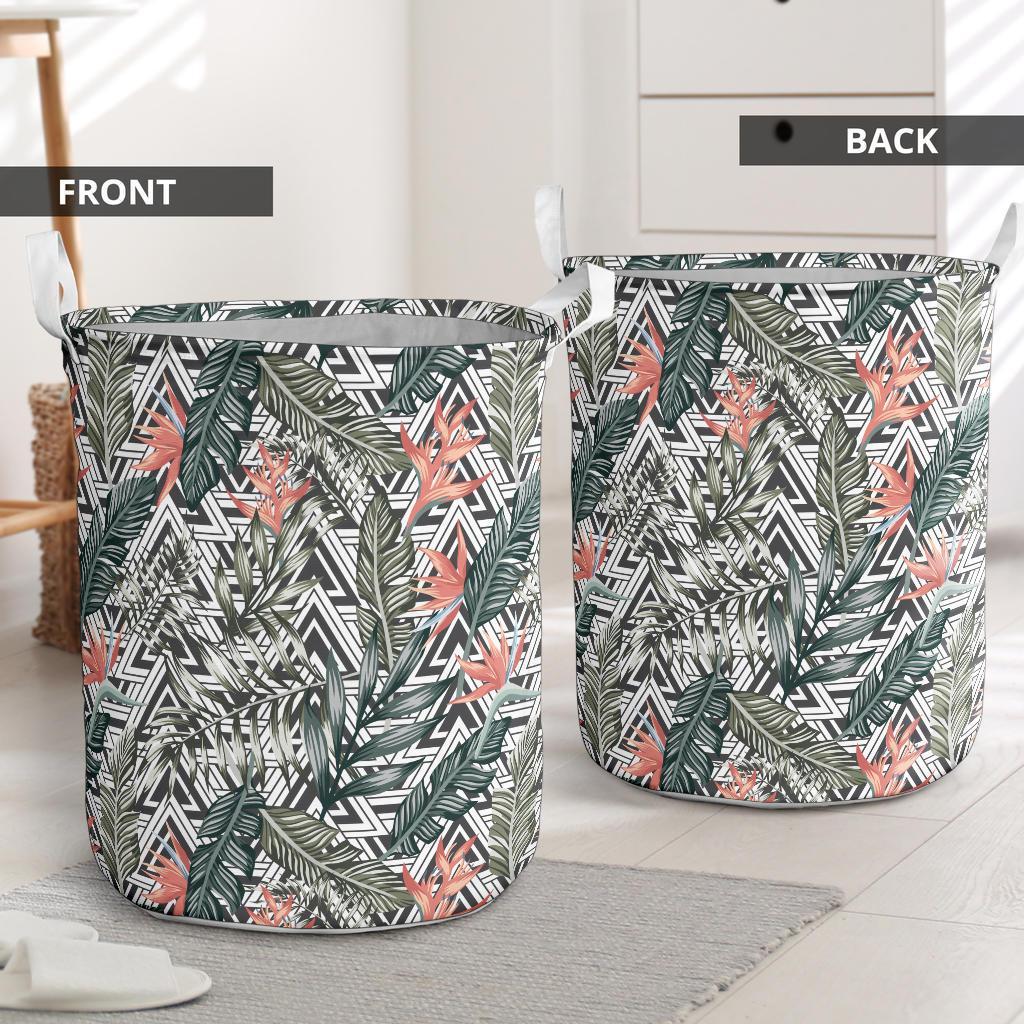 Tropical Palm Leaves And Flowers Hawaii Laundry Basket - Polynesian Pride