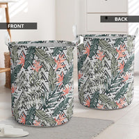 Tropical Palm Leaves And Flowers Hawaii Laundry Basket - Polynesian Pride