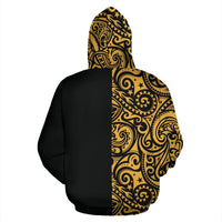 Polynesian Zip Hoodie Polynesian Tattoo Half Gold - Polynesian Pride