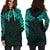 New Zealand Women'S Hoodie Dress, Maori Polynesian Tattoo Turquoise - Polynesian Pride