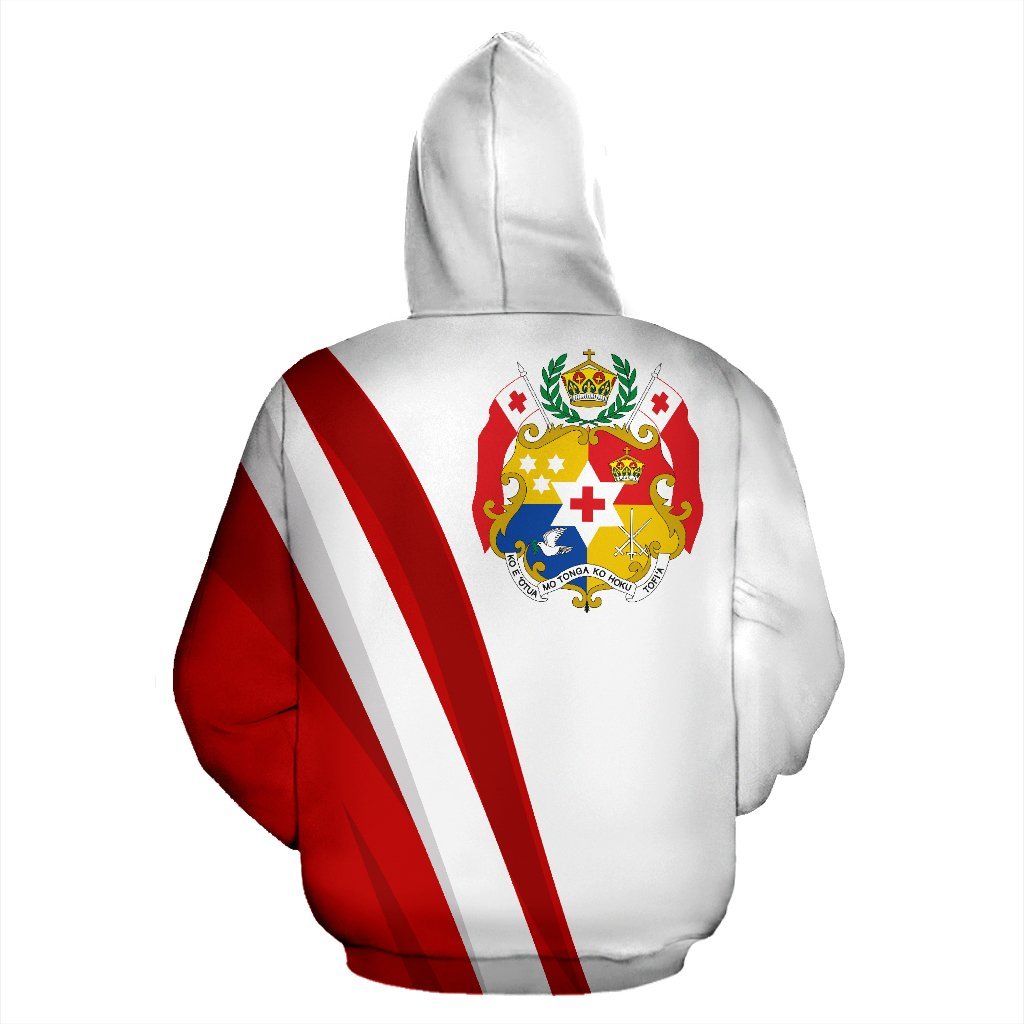 Tonga Hoodie Tonga Coat of Arms White - Polynesian Pride