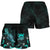 Tuvalu Polynesian Women's Shorts - Turtle With Blooming Hibiscus Turquoise - Polynesian Pride