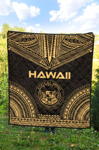 Hawaii Premium Quilt - Hawaii Seal Polynesian Chief Gold Version - Polynesian Pride