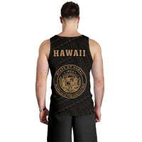 Hawaii Kakau Polynesian Coat Of Arms Men's Tank Top - Gold - Polynesian Pride