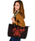 Hawaii Kakau Polynesian Turtle Map Large Leather Tote - Orange - Polynesian Pride