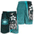 Samoa Polynesian Men's Shorts Turquoise - Turtle With Hook - Polynesian Pride