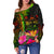 Fiji Polynesian Personalised Women's Off Shoulder Sweater - Hibiscus and Banana Leaves - Polynesian Pride