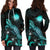 Marshall Islands Polynesian Hoodie Dress - Turtle With Blooming Hibiscus Turquoise - Polynesian Pride