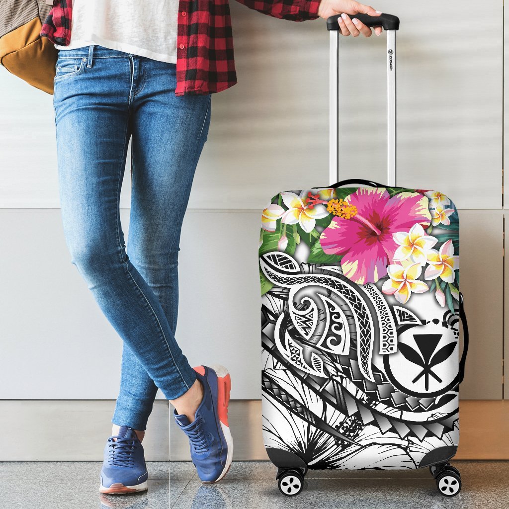 Polynesian Hawaii Kanaka Maoli Luggage Covers - Summer Plumeria (White) White - Polynesian Pride