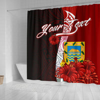 Tuvalu Polynesian Custom Personalised Shower Curtain - Coat Of Arm With Hibiscus - Polynesian Pride
