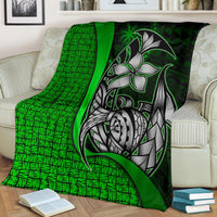 Chuuk Micronesia Premium Blanket Green - Turtle With Hook - Polynesian Pride