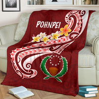 Pohnpei Premium Blanket - Pohnpei Seal Polynesian Patterns Plumeria White - Polynesian Pride