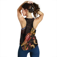 Guam Polynesian Women Tank Top - Turtle With Blooming Hibiscus Gold - Polynesian Pride