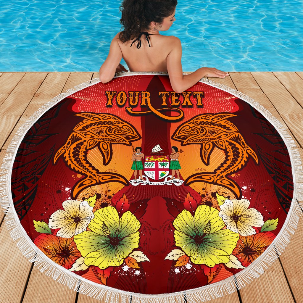 Fiji Custom Personalised Beach Blanket - Tribal Tuna Fish - Polynesian Pride
