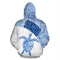 Samoa Hoodie Samoa Turtle Mermaid Polynesian Tattoo White Blue - Polynesian Pride