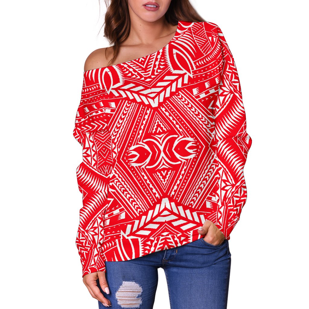 Polynesian Women's Off Shoulder Sweater 32 - Polynesian Pride