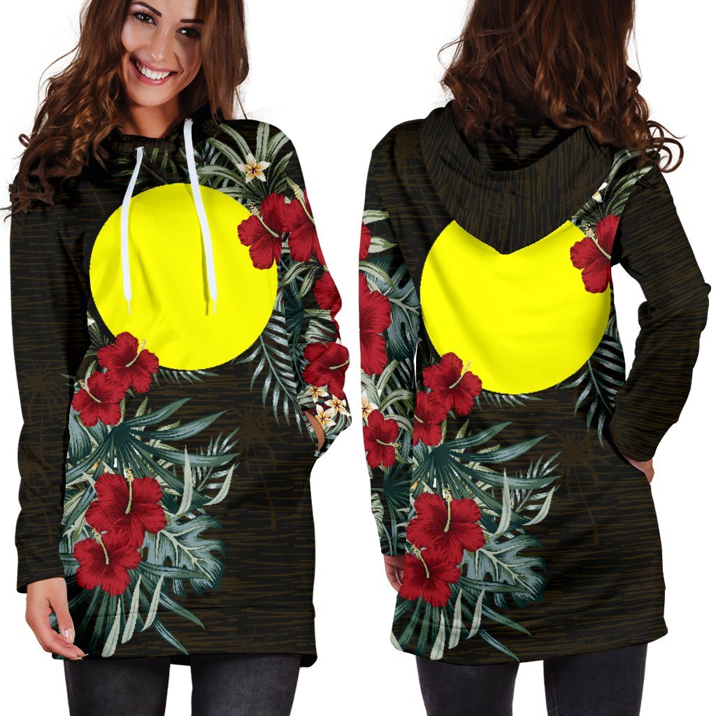 Palau Hoodie Dress - Palau Flag Hibiscus - Polynesian Pride