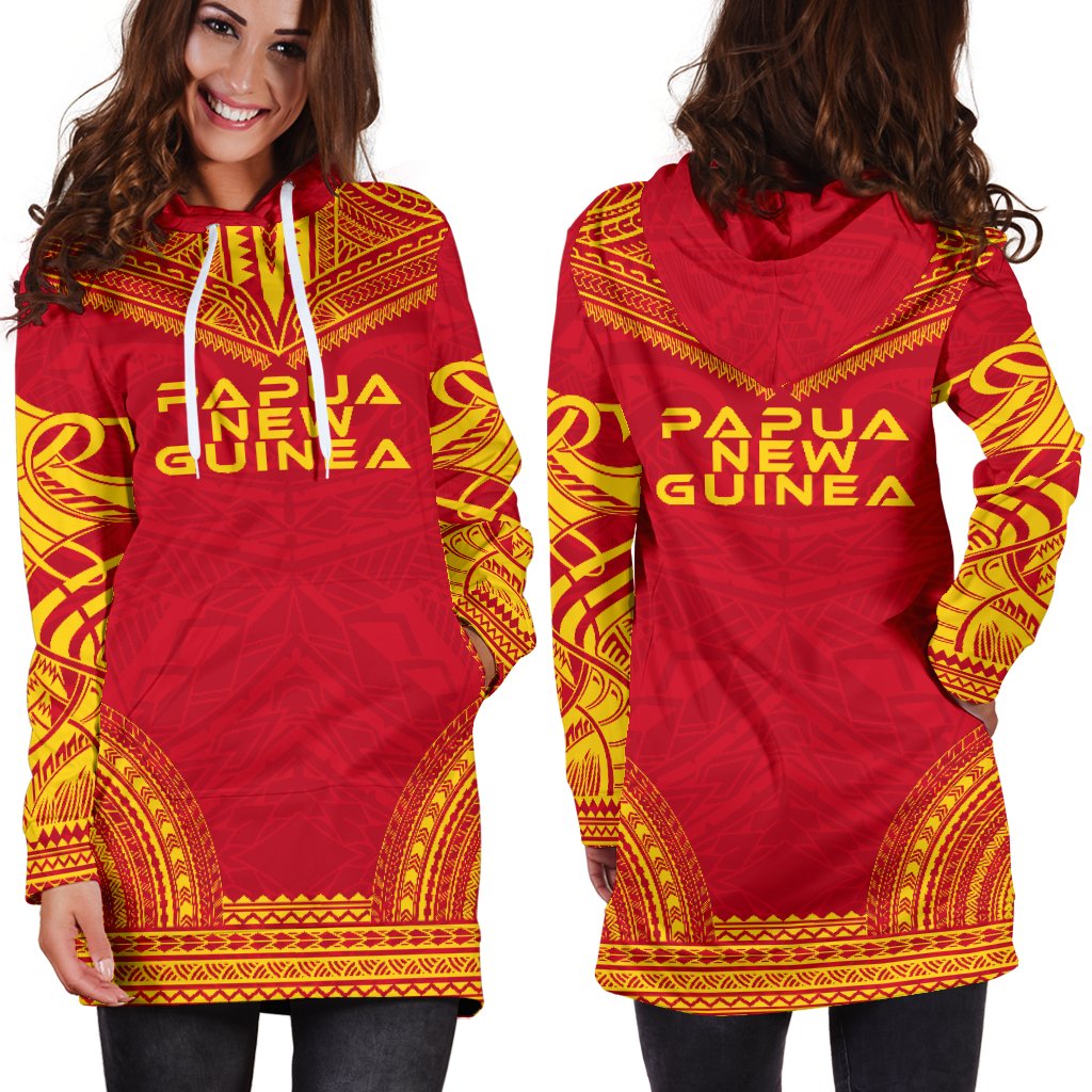 Papua New Guinea Women's Hoodie Dress - Polynesian Flag Chief - Polynesian Pride