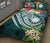 Nauru Polynesian Quilt Bed Set - Summer Plumeria (Turquoise) - Polynesian Pride