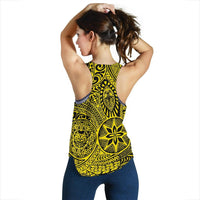 Polynesian Hawaiian Style Tribal Tattoo Yellow Women's Racerback Tank Top - Polynesian Pride