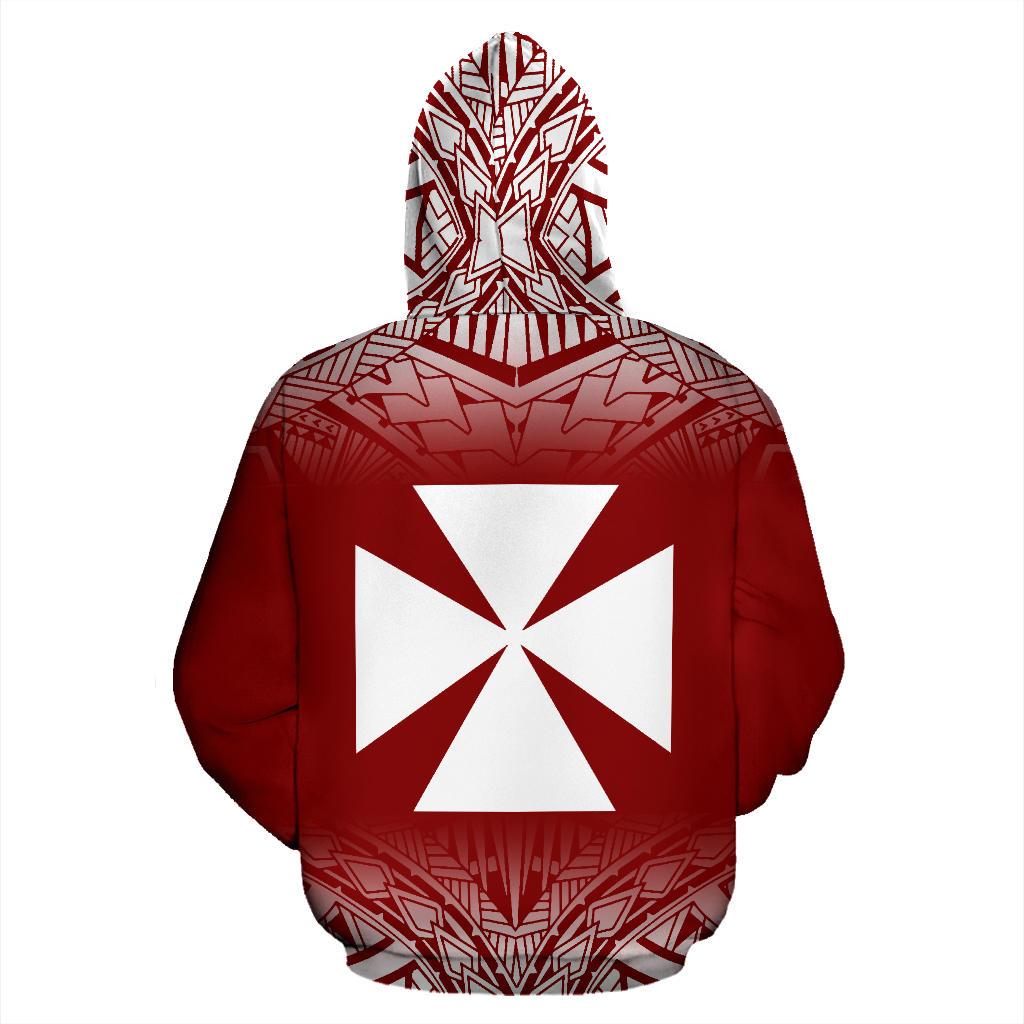 Wallis and Futuna All Over Hoodie Polynesian Fog Red Style - Polynesian Pride