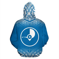 Yap All Over Hoodie Blue Fog Style - Polynesian Pride