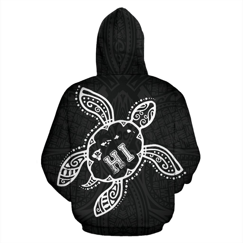Hawaii Turtle Kanaka Map Polynesian Zip up Hoodie - Polynesian Pride