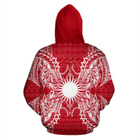 Marshall Islands Polynesian All Over Zip up Hoodie Map Red White - Polynesian Pride