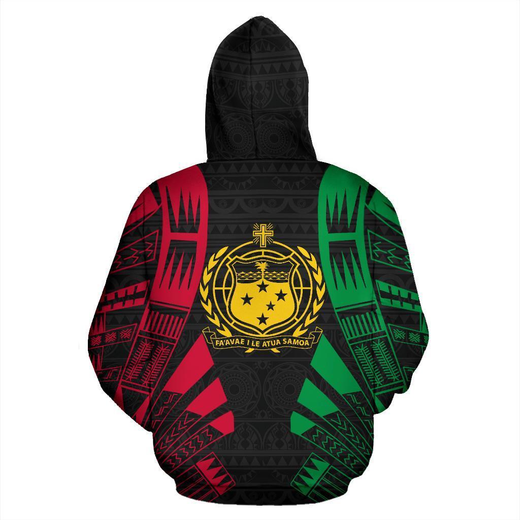 Samoa All Over Zip up Hoodie Color Tattoo Style - Polynesian Pride