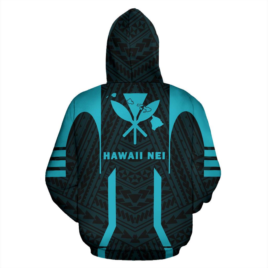 Hawaii Kanaka Polynesian Zip up Hoodie Blue - Polynesian Pride