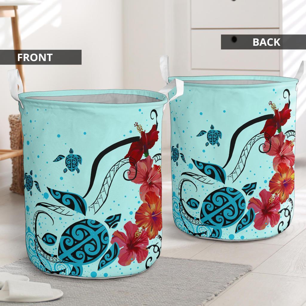 Sea Turtle Hibiscus Laundry Basket AH - Polynesian Pride