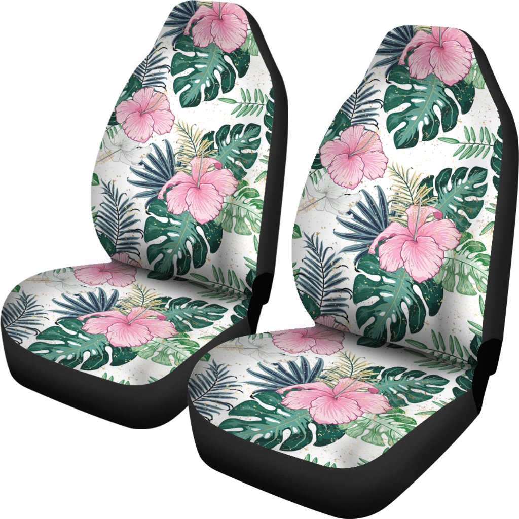 Hawaii Hibiscus Pattern Car Seat Covers 03 Universal Fit White - Polynesian Pride