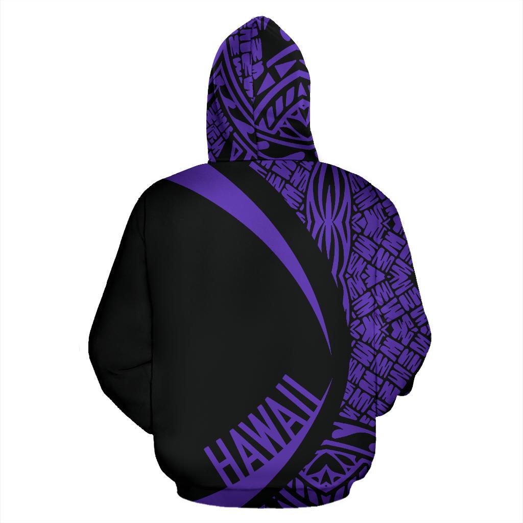 Polynesian Turtle Map of Hawaii Zip Hoodie Purple Circle Style - Polynesian Pride