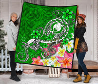 Pohnpei Premium Quilt - Turtle Plumeria (Green) - Polynesian Pride