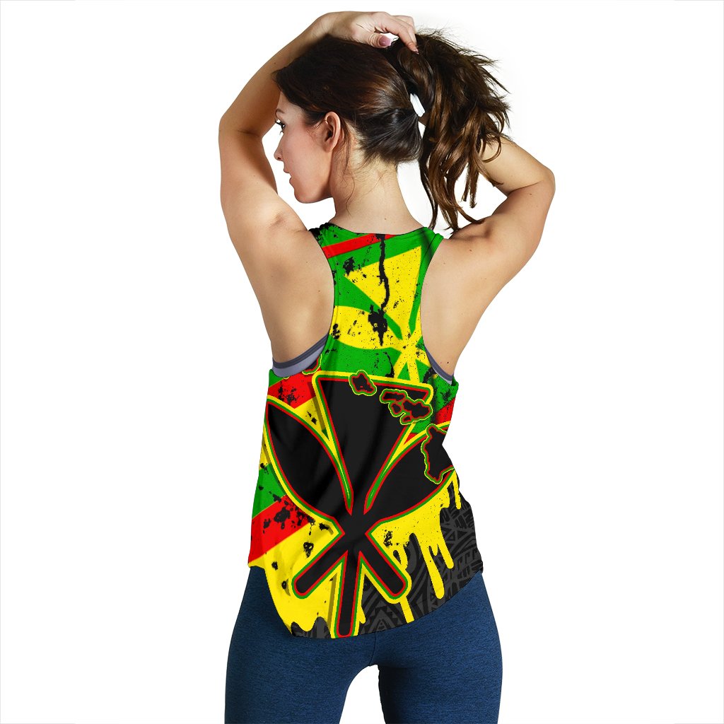 Hawaii Kanaka Maoli Flag Women's Racerback Tank My Blood - Polynesian Pride