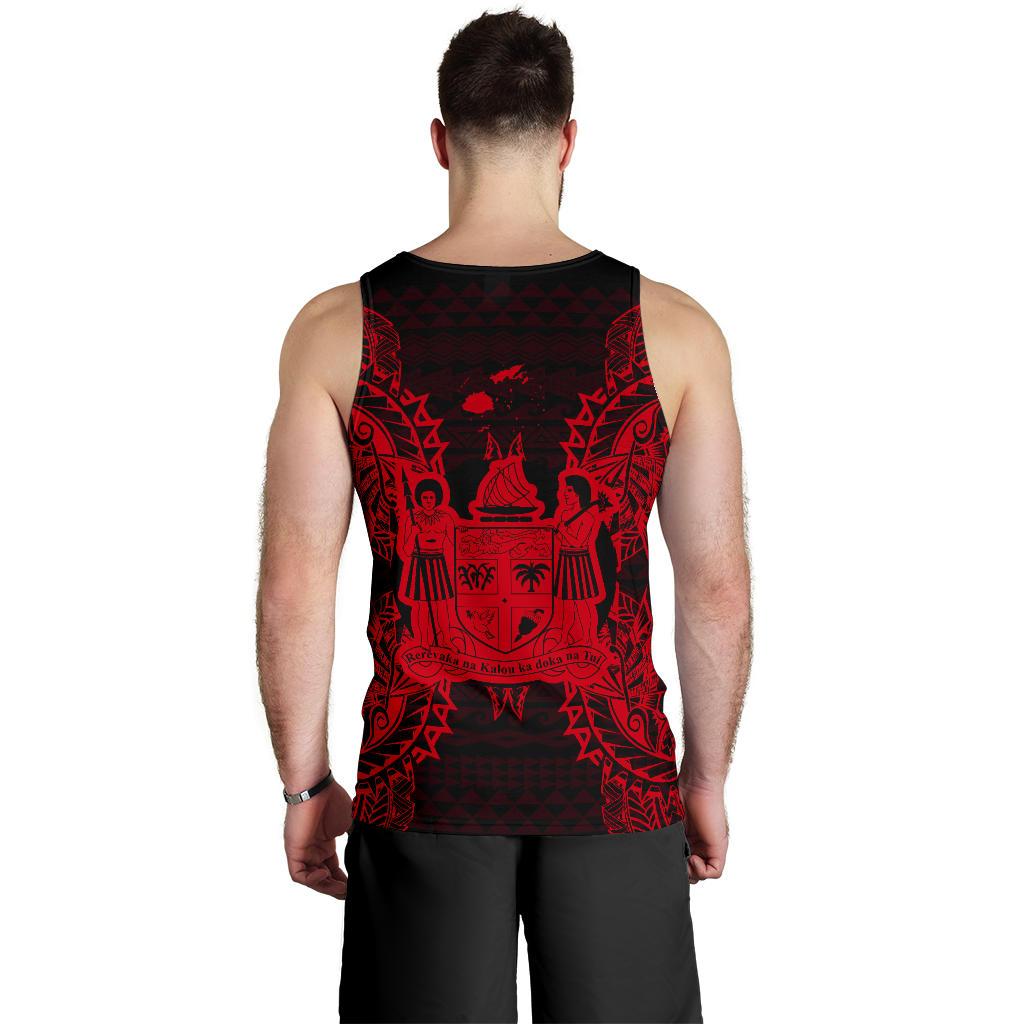 Fiji Polynesian Men Tank Top Map Red - Polynesian Pride